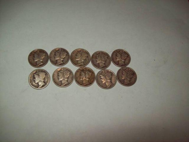 10 SILVER US ROOSEVELT DIMES $24 917-701-3862 (COINS)