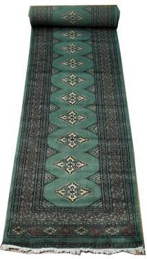 15' RUNNER Bokhara traditional Soft Silky Wool GREEN