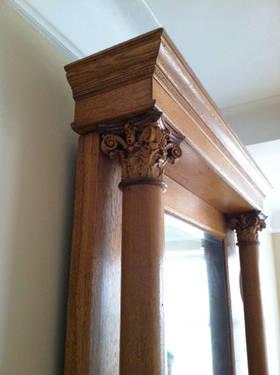 1800 Antique oak wall mirror with ornate columns