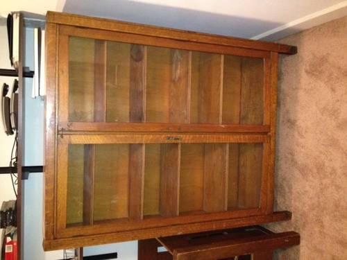 1940's Oak Bookcase with Double Glass Doors - $200 (Upper East Side)