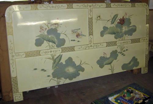 1940s Style Lacquered Asian Head Board - King Size