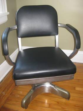 1963 Bare Metal Tanker Chair in Black Leather