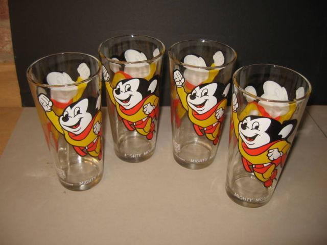 1977 PROMOTIONAL MIGHTY MOUSE PEPSI DRINKING GLASSES