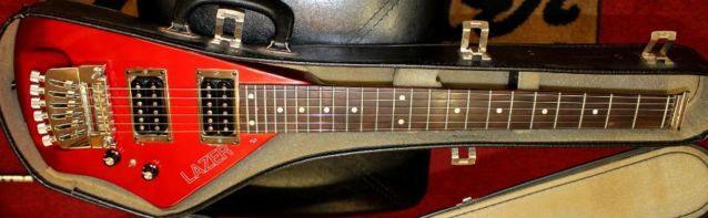 1983 Hondo Razor Headless Electric Guitar Metallic Red