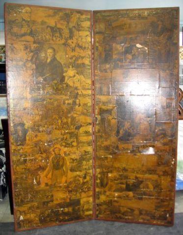 19th Century English Decoupage / Japanning Room Divider Panel Pair