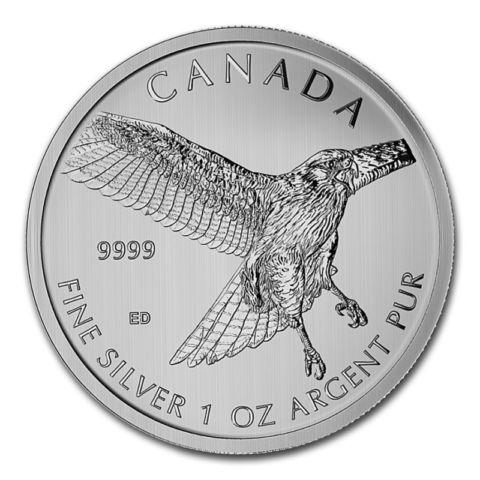 1 oz 2015 Canadian Birds of Prey Series - Red Tailed Hawk $5