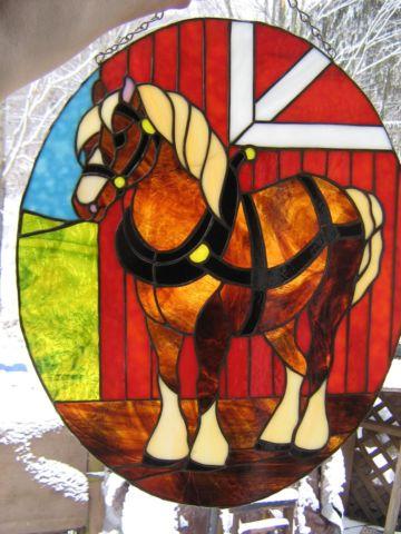 20 x 16 Tiffany Stained Glass Horse