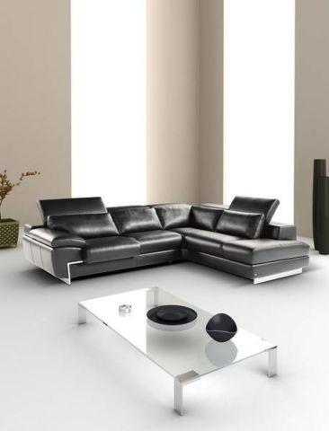2143 Cream Italian Leather Sectional Sofa