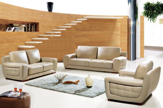 2520 Full Leather Modern 3pc Sofa Set