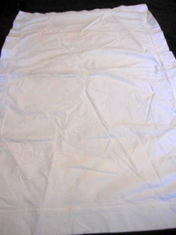 2 Vintage White Cotton Pillow Shams with White Embroidery