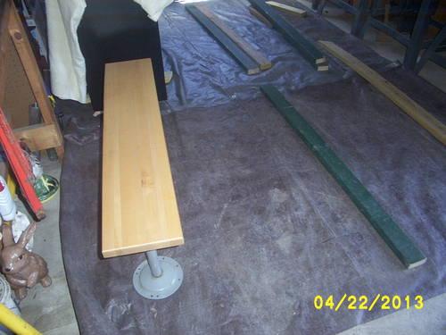 2 wood top stationary benches