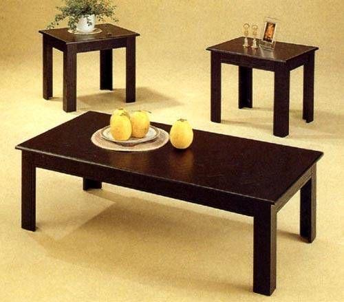 3-Pc Walnut Finish Coffee And End Table Set 3116