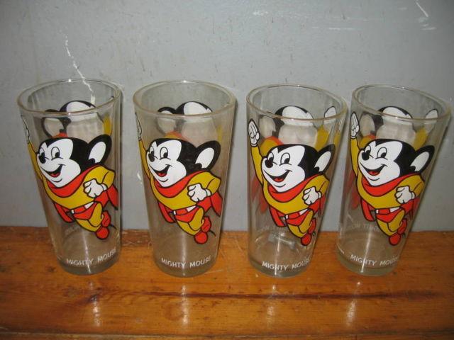 4-------1977 pepsi-mighty mouse promotional drinking glasses[4 of them