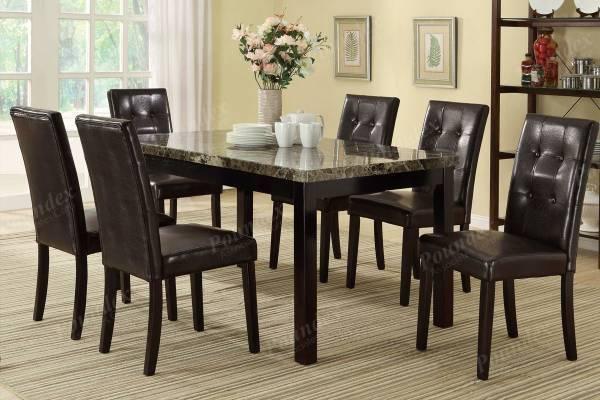 -! @@ @@ ? 7pc dinette marble top table and chair [!]