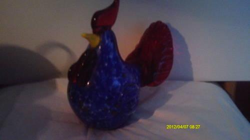 8 inch tall LENOX ROOSTER Twilight Blue Glass USED