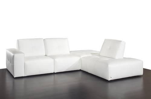 A567 White Leather Sectional with Adjustable Headrests
