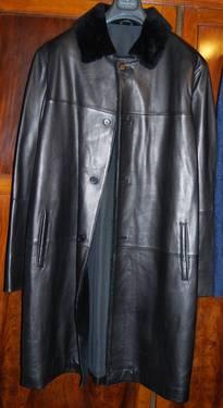 Adler Collection Leather Coat w/Belt Large