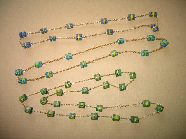 NECKLACES: African trade beads, glass, $10, $15