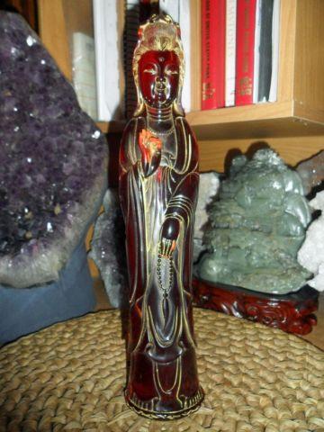 Amber hand-carved statue-Kwan-yin