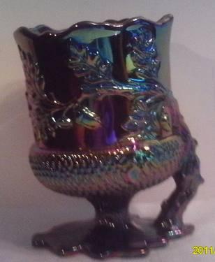 Amethyst Carnival Glass Acorn & Leaf Spooner NEW