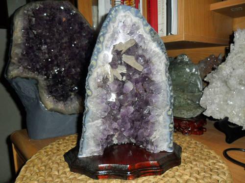Amethyst with Calcite Geode Cathedral Dark Purple Gem Grade