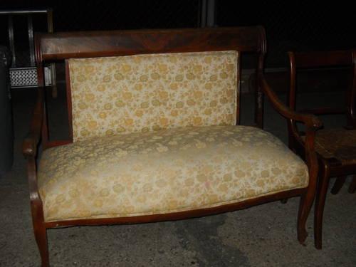 Antique gold and needlepoint love seat