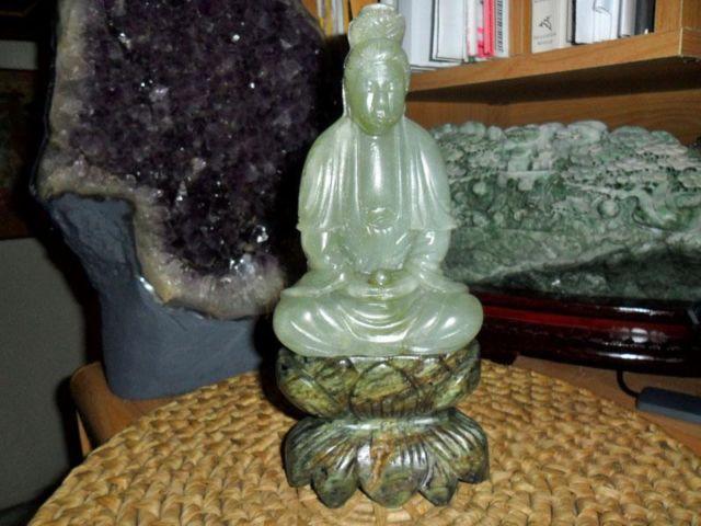 Antique Hetian Jade Buddha Statue. Measures 10