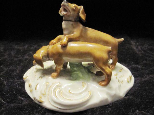 Antique Meissen Figurine of 2 Dogs