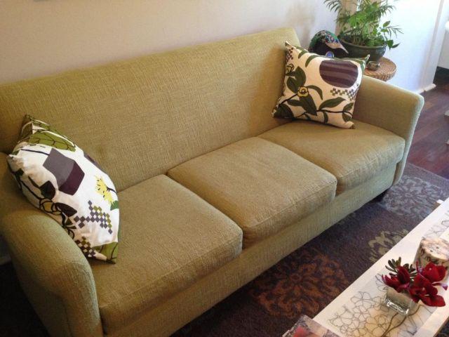 avocado green twill couch