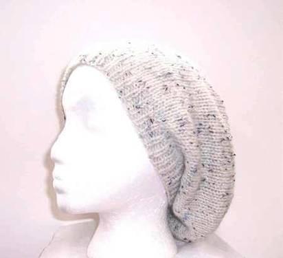 Beanie Beret off winter white tweed flecks wool slouch hat