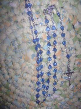 Beautiful Blue Heart Shaped Rosary Beads, Rosaries, brand new, mint