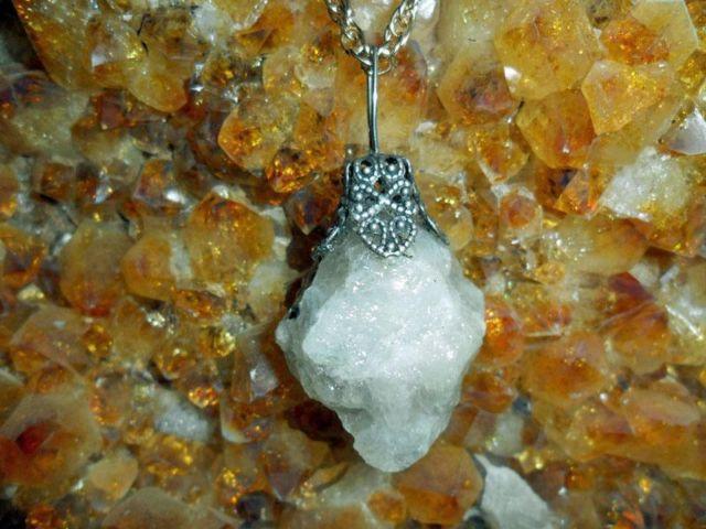 Beautiful Fluorescent Grey and White Natural Moonstone Crystal Charm