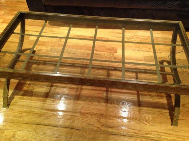 Beautiful Gold Coffee Table with Glass Top- New!