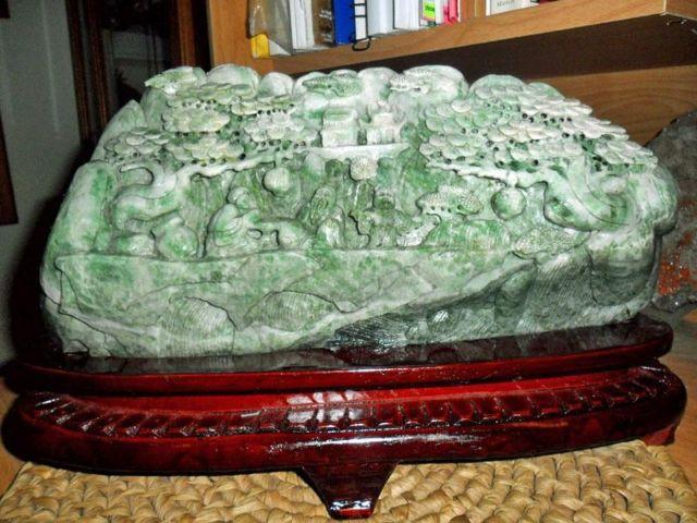 Beautiful Jadeite DuShan Jade Exceptionally Carved Mountain Scenery