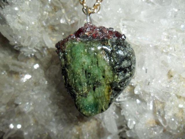 Beautiful Light and Dark Green Emerald Crystal Cluster Charm #3