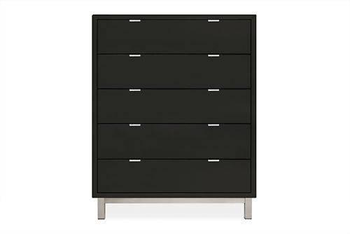 Black 6 drawer dresser w/gold trim