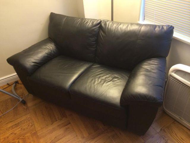 Black leather Ikea sofabed