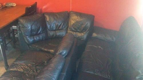 Black Leather Sleeper Sectional Couch