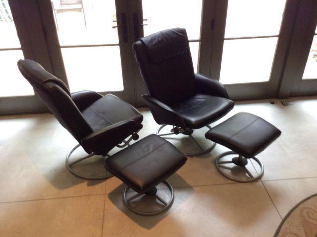 Black Leather Swivel/Reclining Office Chairs