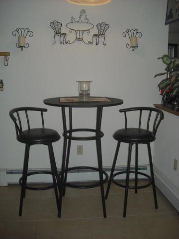 Black Pub Table & 2 Swivel Chairs