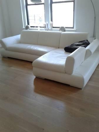 Bloomindgales Sectional White Leather Sofa