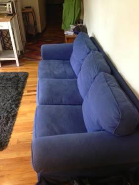 Blue Fabric Sofa in Great Condition (seats 3-4 people)