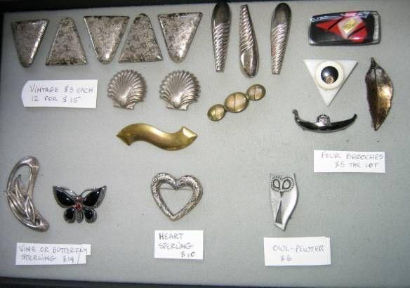.BROOCHES (- sterling silver, vintage and novelties $14 highest priced