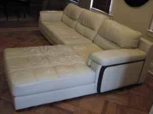 C311 White Leather Sectional with Adjustable Headrests Sectional