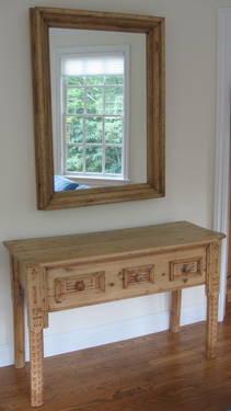Carved Side Table & Mirror