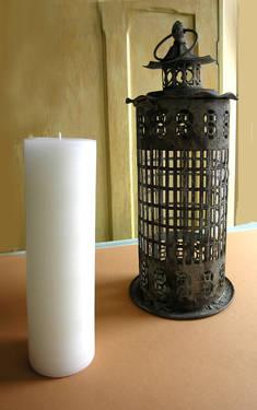 Chinese Garden Lantern Candle Holder Metal and Glass