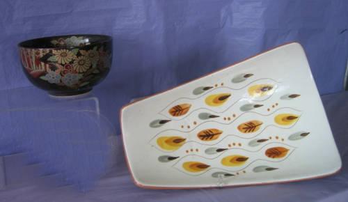 Chinese (Japanese?) bowl $10, Mid Century Modern platter $8