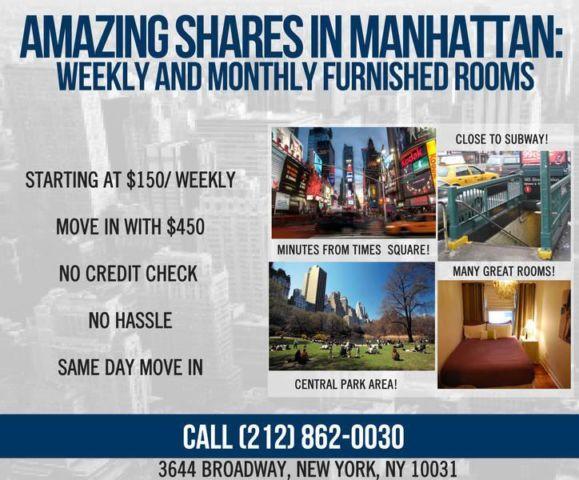 Clean, safe & spacious rooms in NYC 212 862 0030