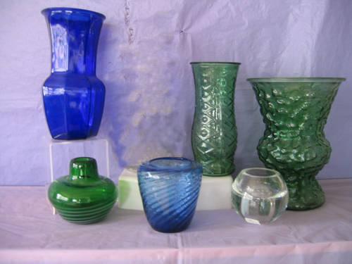 Clear Glass vases $3 to $8;15 for $30.