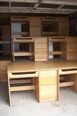 Collage sized desks with chairs
